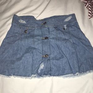 distressed jean skirt